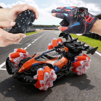 Colorful lights spray stunt racing 4WD shift 2.4G wireless gesture induction racing race remote control toy car
