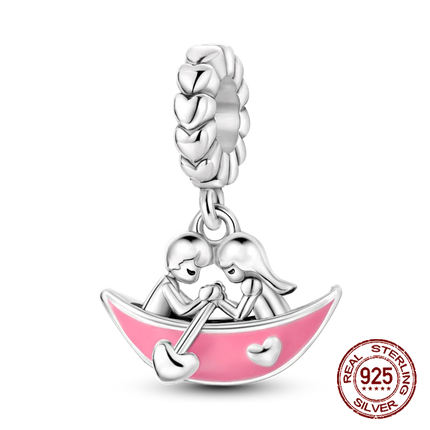 925 sterling silver boys and girls lovers pendant charms Fit 4MM hole diameter bracelet charm beads necklace Diy female jewelry