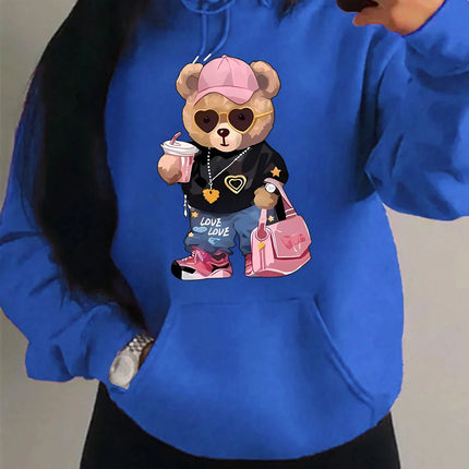 Cool Bear Sister Pattern Creative Design Women Clothes Creativity Fleece Hoodie Harajuku Pocket Pullovers Funny Autumn Hoody