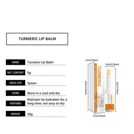 Turmeric Lip Balm Moisturizer Anti-Cracking Remove Dark Lightening Melanin Lip Gloss Exfoliating Soothing Hydrating Lip Stick