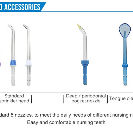 10 levels 20-120PSI Oral Irrigator Power water Floss, Dental Irrigator Hygiene Water Flosser with 5 nozzles