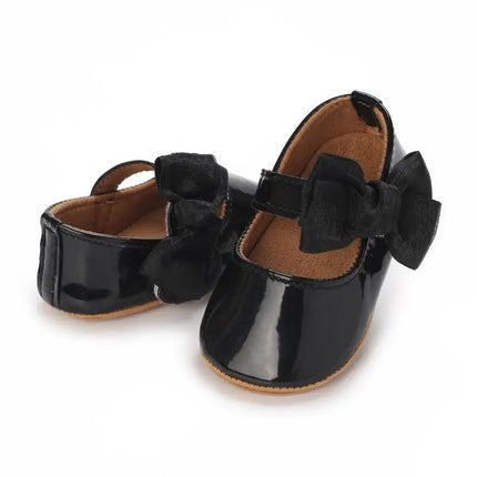 Spring and Autumn Red Comfortable Bow Detail Women's Baby Shoes for Newborns and Girls