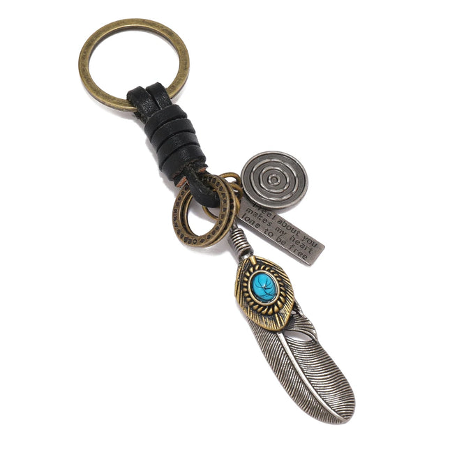 Fashion feather pendant keyrings for men and women
