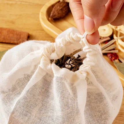 Cotton Gauze Tea Bags 50pcs Empty Pocket String Bag Reusable for Spice Tea Infuser Soup Teabags Kitchen Accessories Gadgets