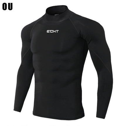 Men's Workout Compression Shirt Turtleneck Long Sleeve Rash Guard Gym Base Layer Athletic Undershirt Gear Sports Shirt