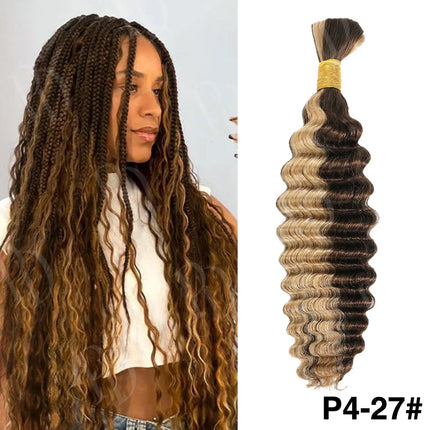 Pre-Colored Deep Wave Bulk Braiding Human Hair No Weft Remy Bulk Human Hair 14-28" Boho Curly Bulk Hair Extension Crochet Braids