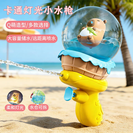 Kids Capybara Water Gun Toy with Light Detachable Water Tank Leakproof Summer Outdoor Beach Pool Shooting Game Toy for Children