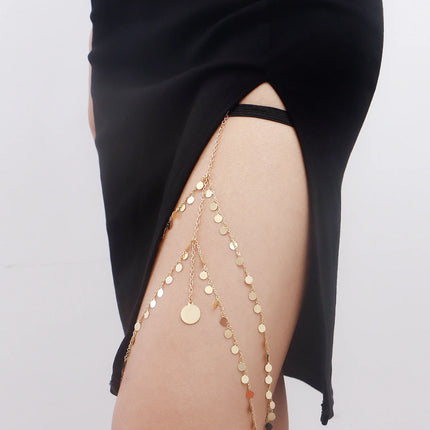 Bohemian Elastic Band Leg Thigh Chain Women Beach Sexy Long Tassel Harness Multilaye Adjustable Body Jewelry Summer Holiday Gift