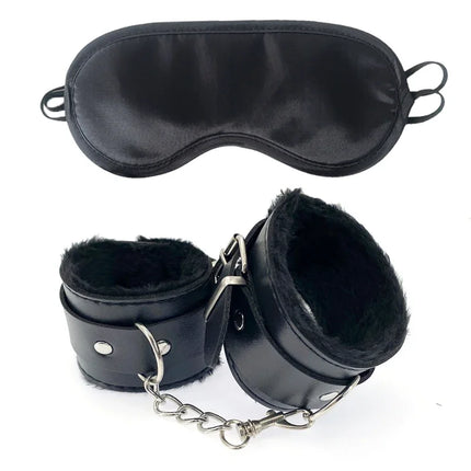 2pcs PU Leather Sex Handcuffs with Eye Mask Sex Toys for Couples Adult Games Bondage Restraints Erotic Accessories