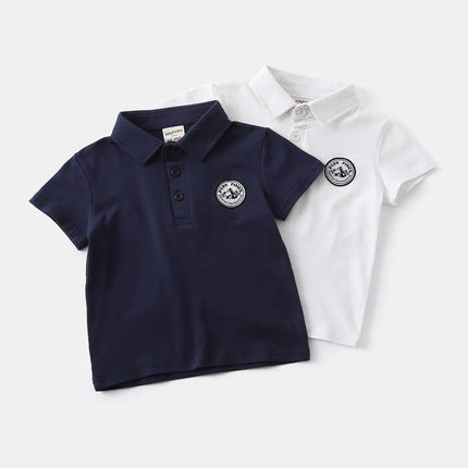 2-6Y Kids Short Sleeve Polo Shirt Summer Girls Boys Collar T-Shirt Stylish Button Design Casual Children's Boy's Clothing Tops