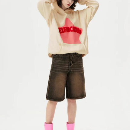 2024 Fall hip hop street graffiti hoodie women's retro casual sports baggy hoodie
