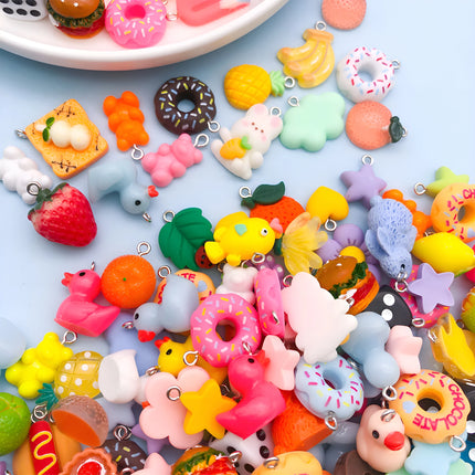 Random Assortment of Cartoon Charms: 10/20/30pcs Resin Pendants (Approx. 20mm), Resin Accessories for Kids' Handmade Jewelry.