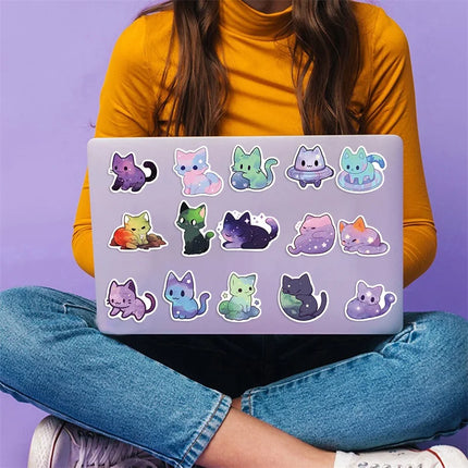 10/30/50PCS Cute Starry Sky Cat PVC Sticker Aesthetic Stationery Decoration Scrapbooking School Supplies