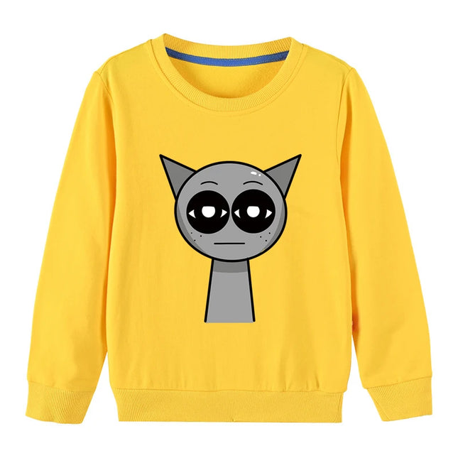 Spring Autumn Clothes Sprunki Baby Kids Long Sleeved Cotton Sweatshirts Cute Cartoon Print O-Neck Top Boys Girl Casual Clothing
