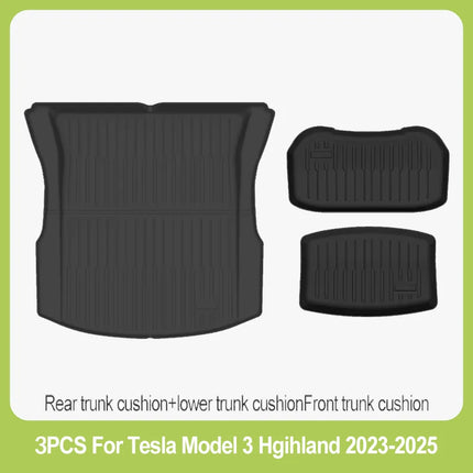 Car Floor Mats Cargo Liner For Tesla Model 3 Highland 2024-2026 Waterproof Anti-slip Trunk Mat TPE Pads All Weather Floor Liners