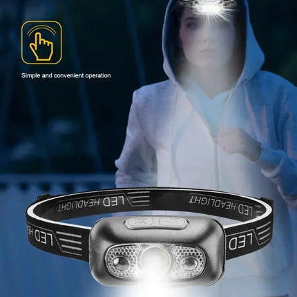 Strong Light Headlamp Portable LED Sensor Headlamp USB-C Rechargeable Head Flashlight Outdoor Camping Fishing Emergency Lantern