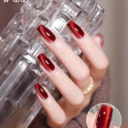 MIANEL 12ML Burning Love Cat Eye Gel Polish 2025 New Arrival - Brightening Dragon Fruit Pink with Glass Bead Cat Eye Nail Art