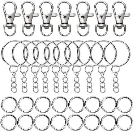 70Pcs/Set Swivel Snap Hook and Key Rings with Chain Jump Rings Connectors for DIY Keychain Lanyard Jewelry Making Supplies