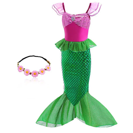 Fancy The Little Mermaid Costume Princess Ariel Mermaid Costume for Girls Ariel Carnival Halloween Costumes Party Dress Clothes