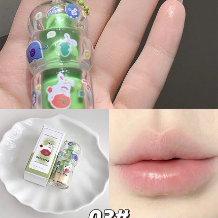 Gege Bear Fruit-Flavored Lip Balm Hydrating Cute Keychain Pendant Lipstick Long Lasting Moisturizing Reduce Lip Lines&Lip Base