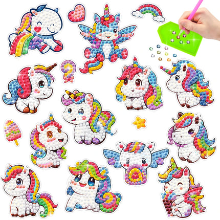 Cartoon Unicorn Diamond Stickers - Donuts - Ice Cream - Gem Art DIY Craft Pack - Children's Gift Diamond Painting Stickers