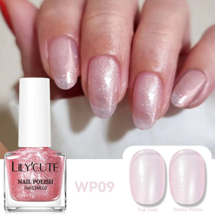 LILYCUTE 7ml Water-based Nail Polish Red Glitter Sequins Long Lasting Quick Drying No Need of Lamp to Cure Vernis for Nails