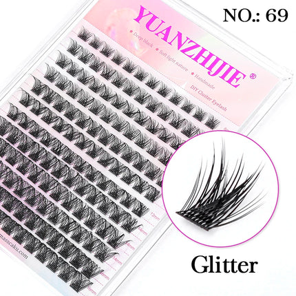 Mix Color 144 Russian Volume YUANZHIJIE False Eyelashes Natural Soft DIY Cluster Segment Lashes Cute Deer Rainbow Eyelashes