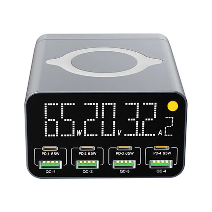 80W/120W 8 Ports Charger station Digital Display USB Type C With Wireless Charger PD QC3.0 Quick Charger For Laptop Tablet Phone