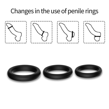 Cock Rings 3PCS Flash In The Night Lock Durable Silicone Penis Ring Sex Toys for Men Male Delay Ejaculation Scrotum Lock Ring
