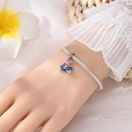 925 Sterling Silver Motorcycle Sports Car Bicycle Charms Pendents Fit Qikaola Original Bracelets Fine DIY Birthday Jewelry Gifts