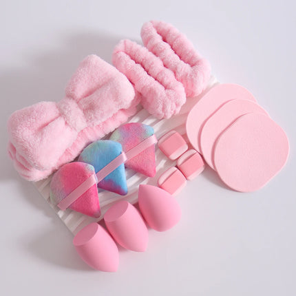 15 件套 Cosmetic Puff Makeup Sponge Blender Beauty Egg Foundation Sponges Puff Wash Face Headband Wristband Make up Accessories