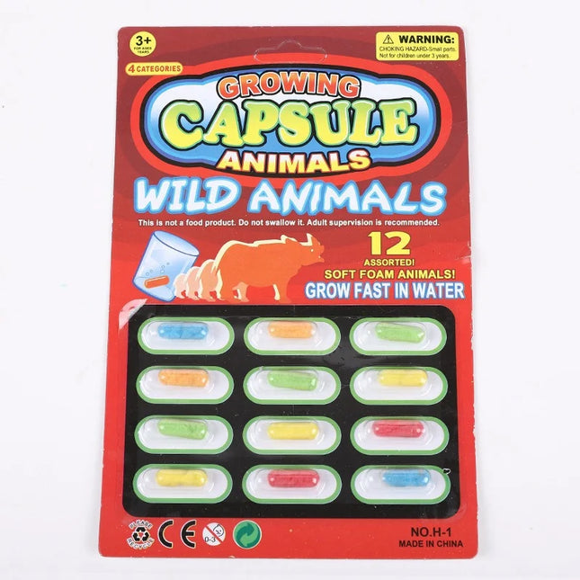 12PCS Water Growing Capsule Toys  Magic Growing Capsule Animals Gift Christmas Soft Bath Companion Water Animals Safety Toy