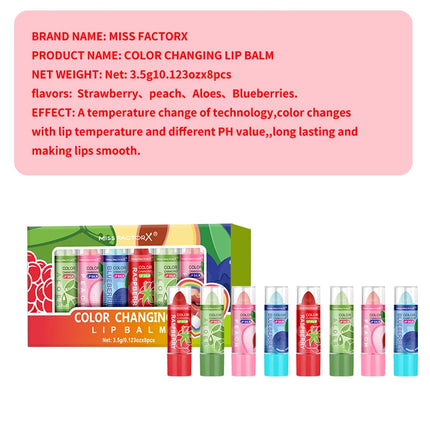 Original color changing lipstick 8PCS -12 hours long lasting, moisturizing, anti smudge, PH lipstick, high quality - holiday gif