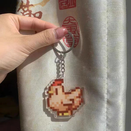 Game Stardew Valley Junimos Stardrop Cosplay Keychain Kawaii Acrylic Pixel Pendant Keyring Key Chain Bag Accessories Gift Prop