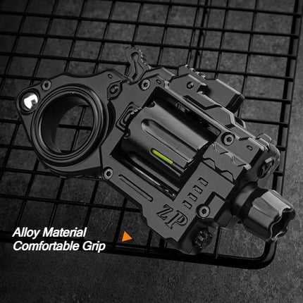 One Hand Spin Shoot Alloy Revolver EDC Metal Fidget Toy with 20 Plastic Bullets Stress Relief Mini Ring Gun for Adults Teens
