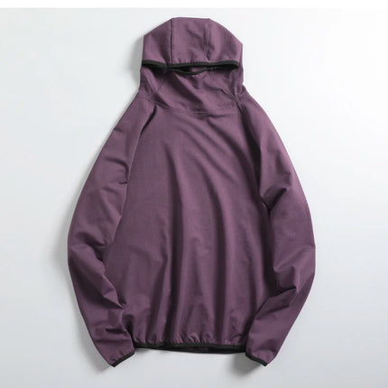 Men's Autumn Thin Qui Dry Bubble Hoodie Outdoor Loose Spor Overhead Sweatirt Trendy Straight Leg Modern Sle for Couples