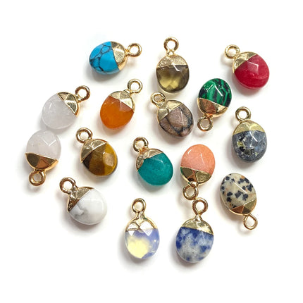 5pcs 6x10MM Faceted Natural Stone Oval Pendant Charm Pendant for DIY Jewelry Making Necklace Earrings Gem Accessory Wholesale