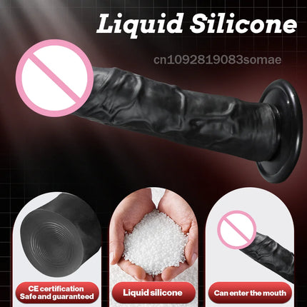 Realistic dildo Black Anal Plug with Suction Cup Penis for Vagina Butt Plug Stimulation Sex Toys for Women Adults Phallus