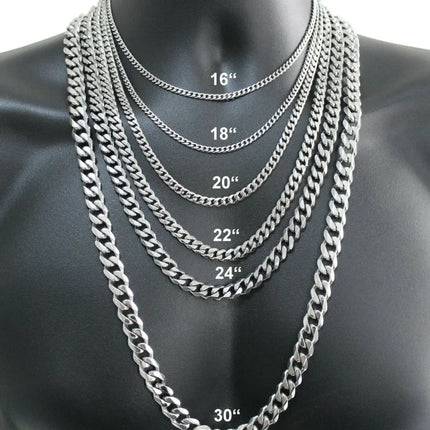 3/5/7/9/11mm Men's Silver Color Necklace Stainless Steel Cuban Link Chain for Mens Womens Basic Black Gold Tone Chokers KNM07