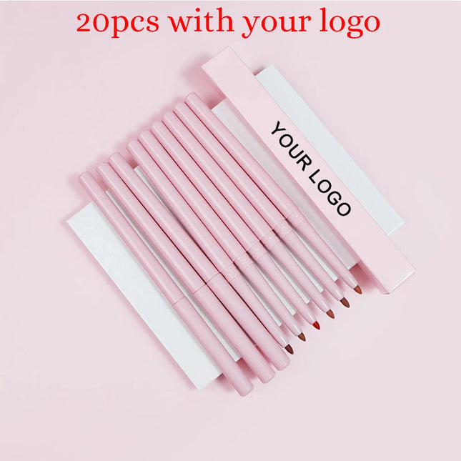 15colors Custom Bulk Lipliner Private Label Pink Package Vegan Lipstick Waterproof Rotating Multi-functional Lip Liner Makeup