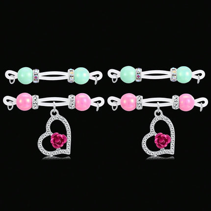 2Pairs Fake Nipple Rings - Adjustable Fit Daily Wear Nipple Nooses - 8mm Candy Beads, Fake Nipple Jewelry Faux Nipple Piercing
