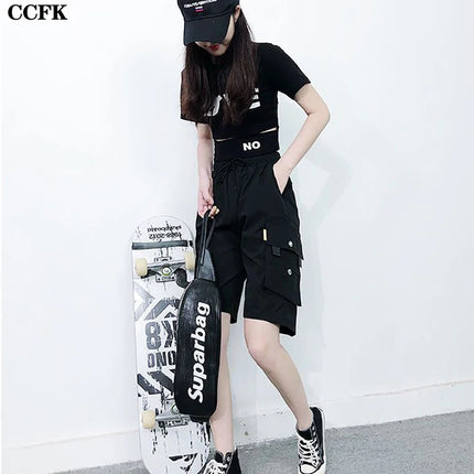 Techwear Women's Military Cargo Shorts Summer Multi Pocket Shorts Joggers Harajuku Casual Fitness Work Pants Grunge 2023 Beach