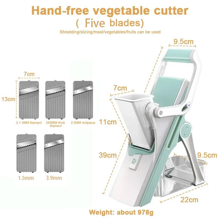 Donirt 5 in 1 Vegetable Cutter Mandoline Slicer Manual Food Chopper Fruit Potato Cucumber Carrot Meat Slicer Shredder Safe Slice