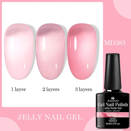 8ml Jelly Milky White Gel Nail Polish Translucent Pure Color UV Gel Polish Semi Permanent Soak Off Varnish Manicure Nail Art DIY