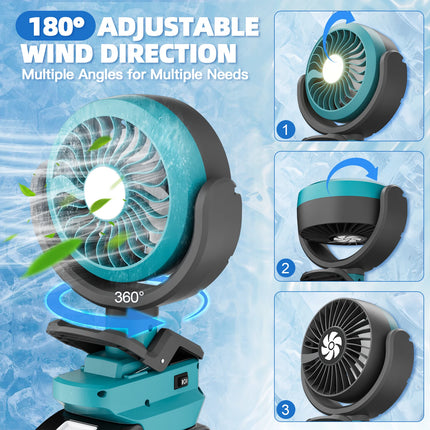 Nananuu Cordless Fan&Camping Light For Makita BL1830 Battery Camping Workshop Strong Wind Suitable Various Scenarios