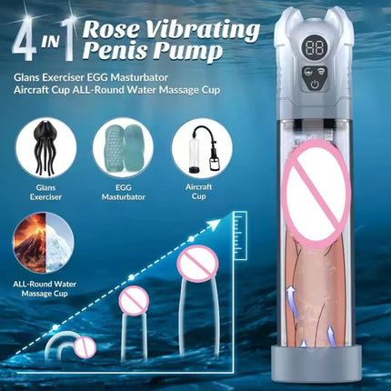 Electric Penis Pump 5 Suction 6 Vibration Modes Automatic Male Masturbator LCD Display Enlarger Training Adult Sex Toys for Men