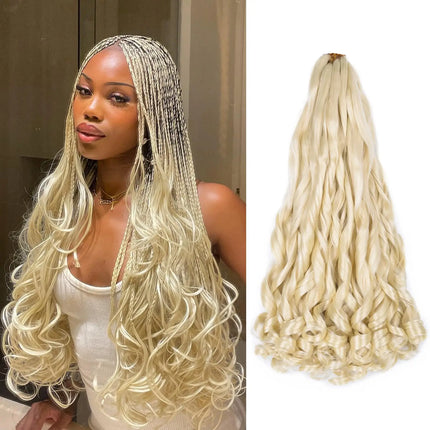 French Curl Braids Hair 22“Loose Wave Bouncy Synthetic Spiral Curls Braiding Hair Extensions Ombre Pre Stretched Hair For Women
