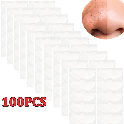 100pcs Unisex Black Nose Patch Deep Cleansing Nose Strips Acne Blackhead Removal Shrink Pore Noses Black Head Stickers Skin Care