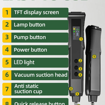 Rechargeable ESD-Safe Electric Vacuum Suction Pen Kit – Portable SMD Component Handling and Desoldering Tool