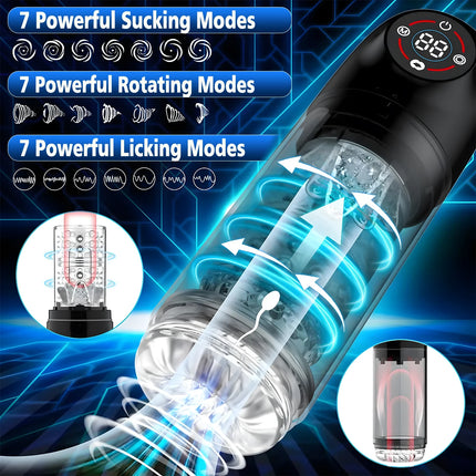 AIERLE Automatic 6 IN 1 7 Rotating Sucking Licking Modes Male Masturbator Vacuum Penis Pump Vagina Masturbation Sex Toy for Men